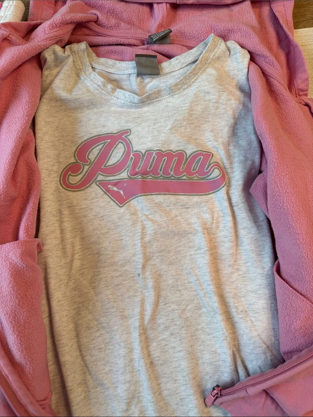 Puma Girls Pink Hoodie, Tee & Jogger tracksuit Set